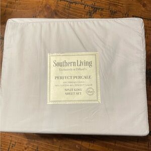 Southern Living Perfect Percale Split King Sheet Set - Light gray